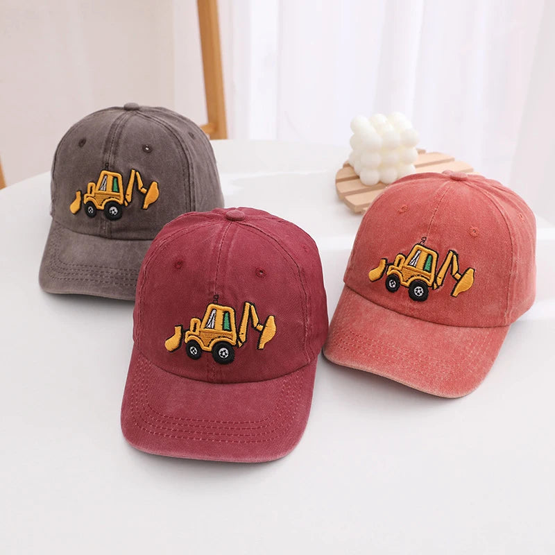 Children's Toddler Excavator Embroidery Adjustable Kids Baseball Hat