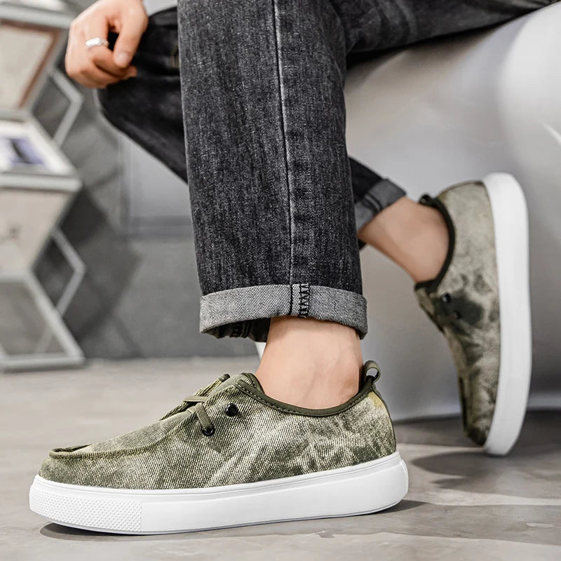 Men's Denim Casual Sneakers - Soft Skateboard Trainers