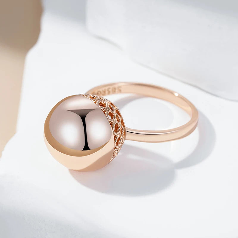 Statement Rose Gold Ball Ring - Glossy Wedding Band