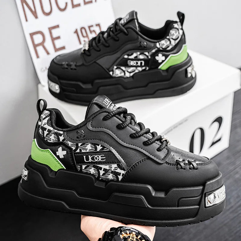 Men's Platform Sneakers - Metal Detail Vulcanized Sports Shoes