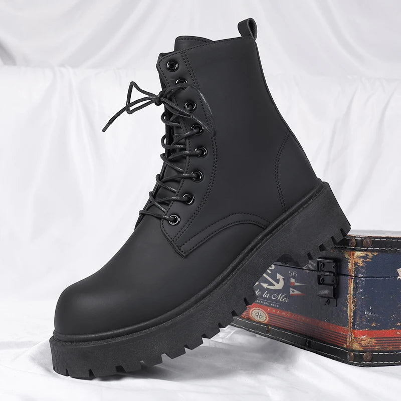 Men's Casual Platform Lace Up Chunky Ankle Boots