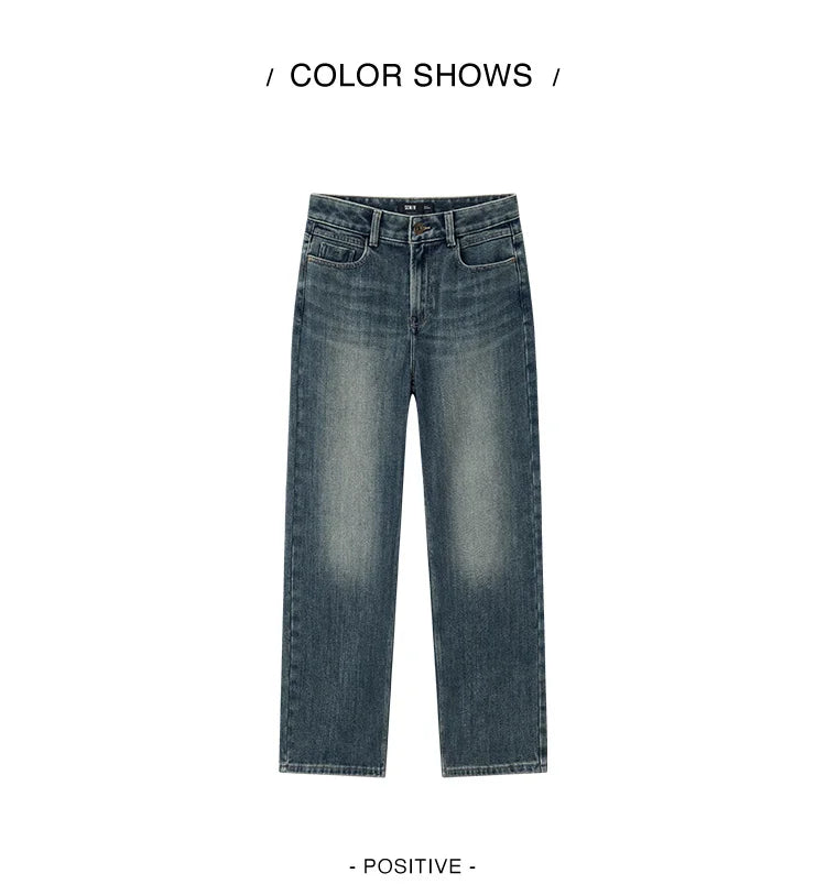 Women's Wide Leg Brushed Denim Jeans - Loose Fit Winter Warm Long Pants