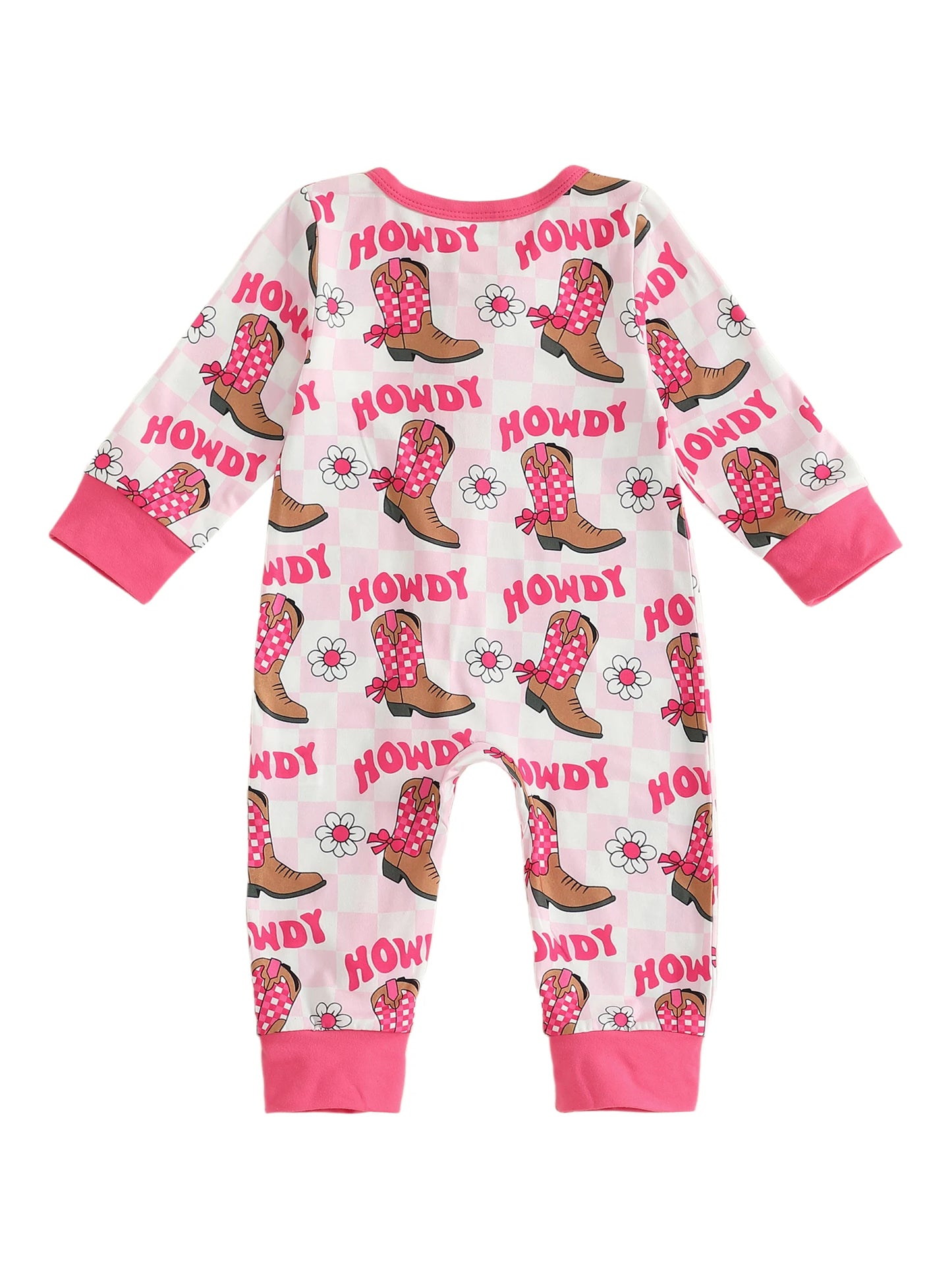 Western Baby Romper with Boot Print (0-18M)