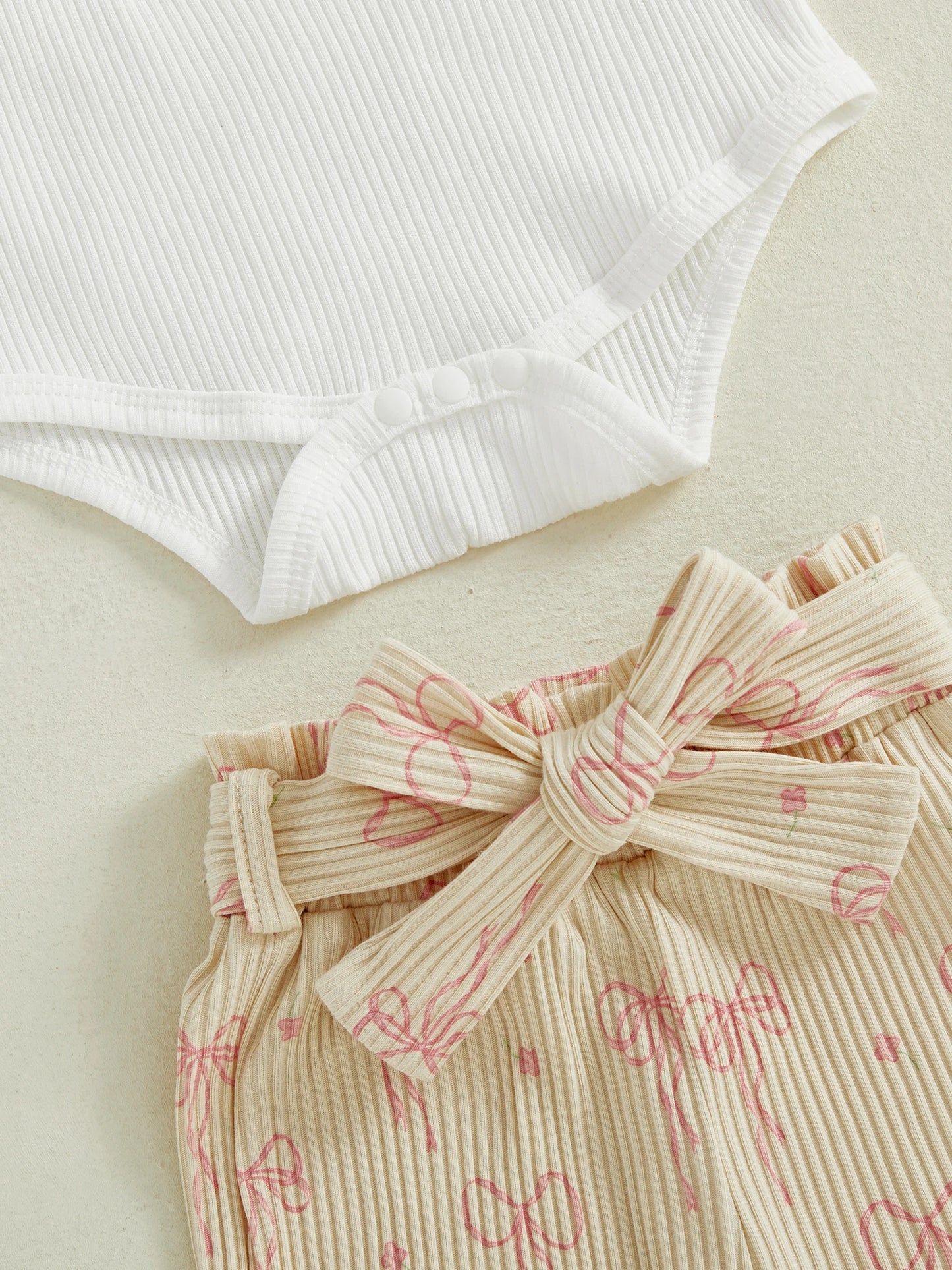 Newborn Baby 4-Piece Outfit Set - Long Sleeve Romper, Pants, Belt & Headband