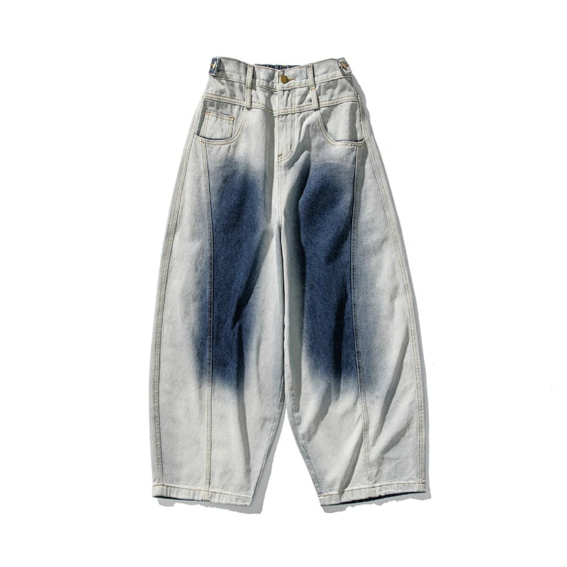 Wide Leg Denim Jeans - Casual Straight Cotton Loose Fit Trousers