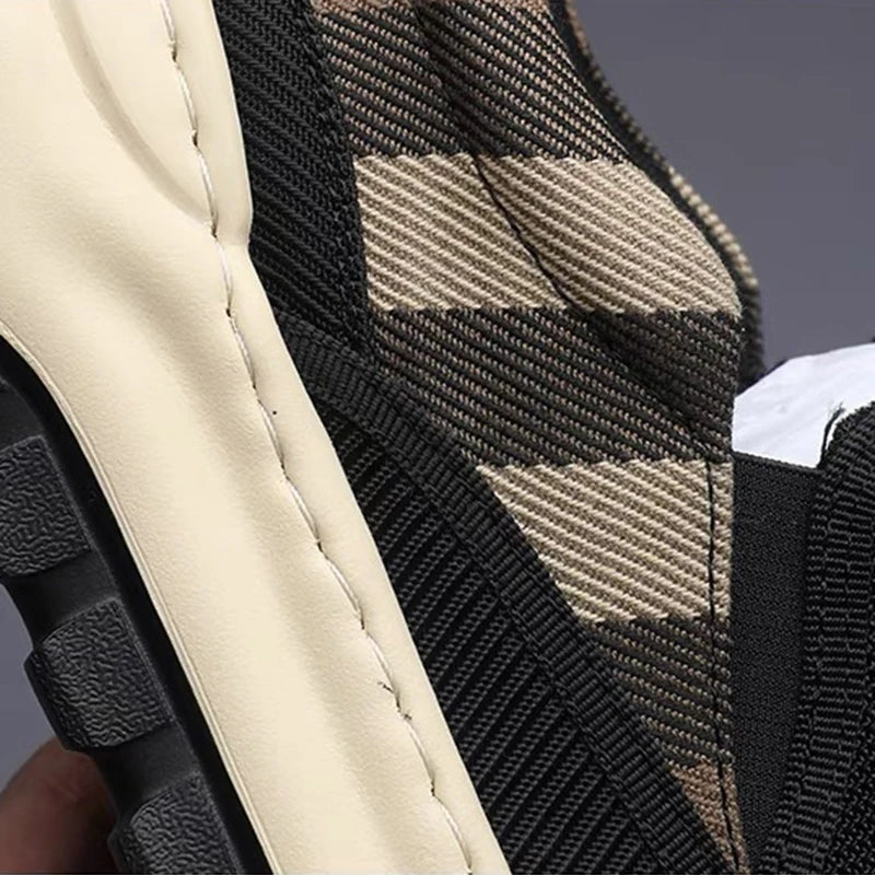 Men's Casual Platform Sneakers - Breathable Slip-On Tennis Shoes