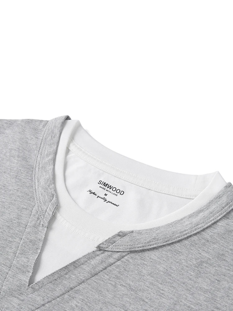 Men's Cool-Feel Sorona Fabric T-Shirt - 210gsm Fake Double Layer Oversize