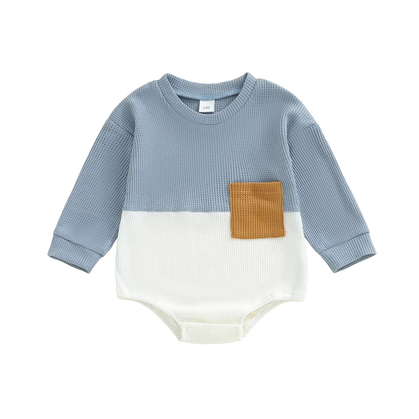 Baby Boys Bubble Romper - Contrast Color Long Sleeve Jumpsuit for Autumn Winter (0-18M)