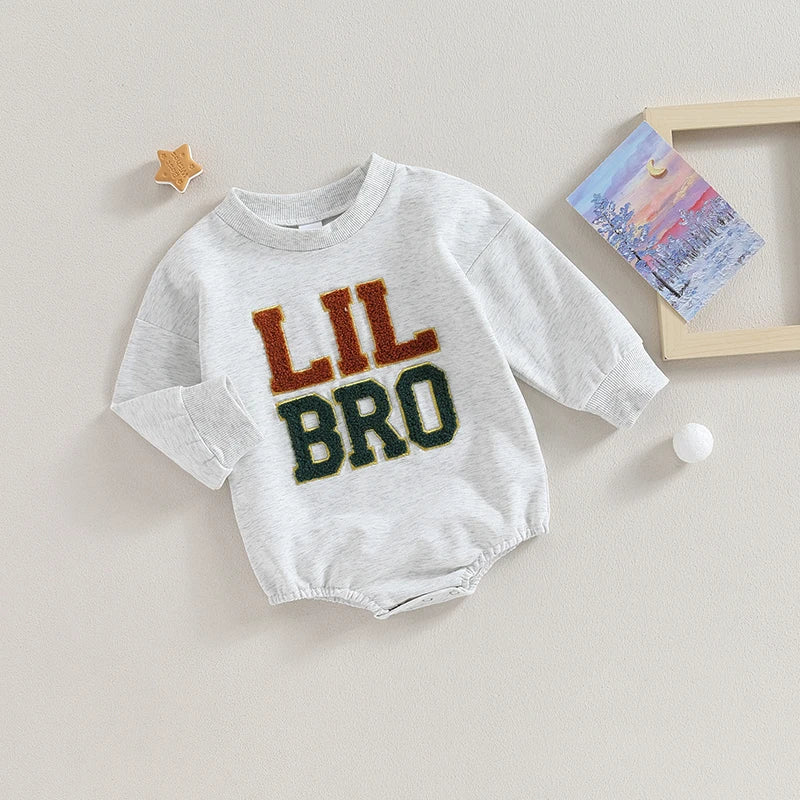 0-4Y Toddler Baby Boy Brother T Shirts/Romper Letter Embroidery Long Sleeve Autumn Sweatshirt/Jumpsuits