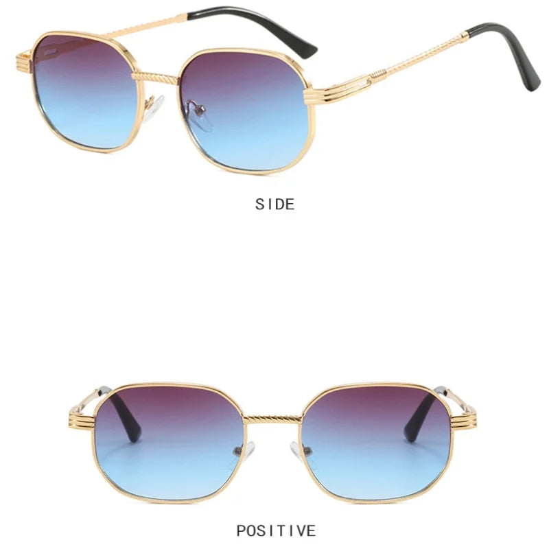 Elliptical Metal Small Frame Sunglasses UV400