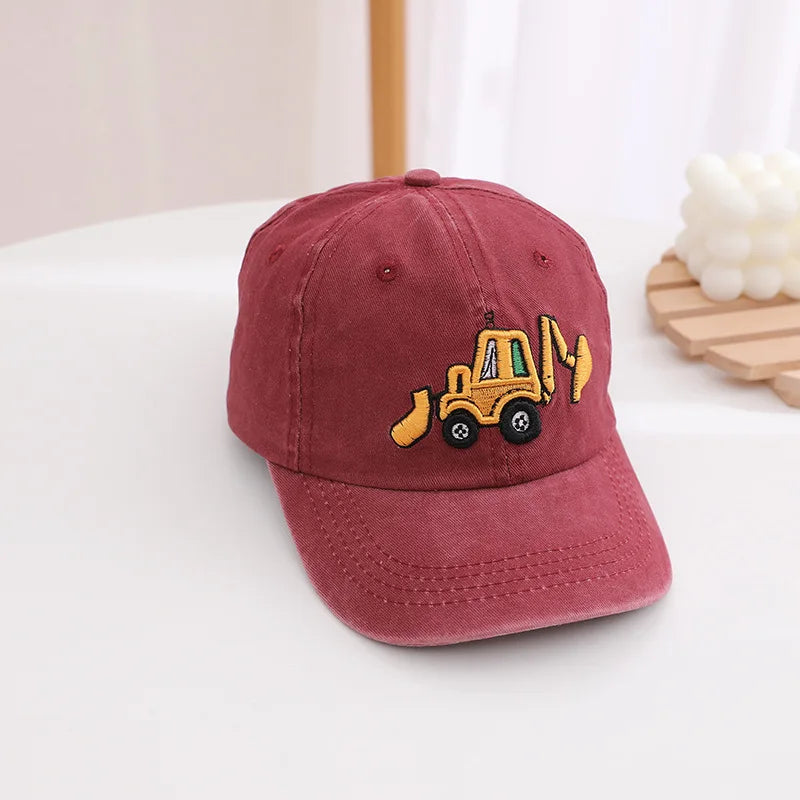 Children's Toddler Excavator Embroidery Adjustable Kids Baseball Hat