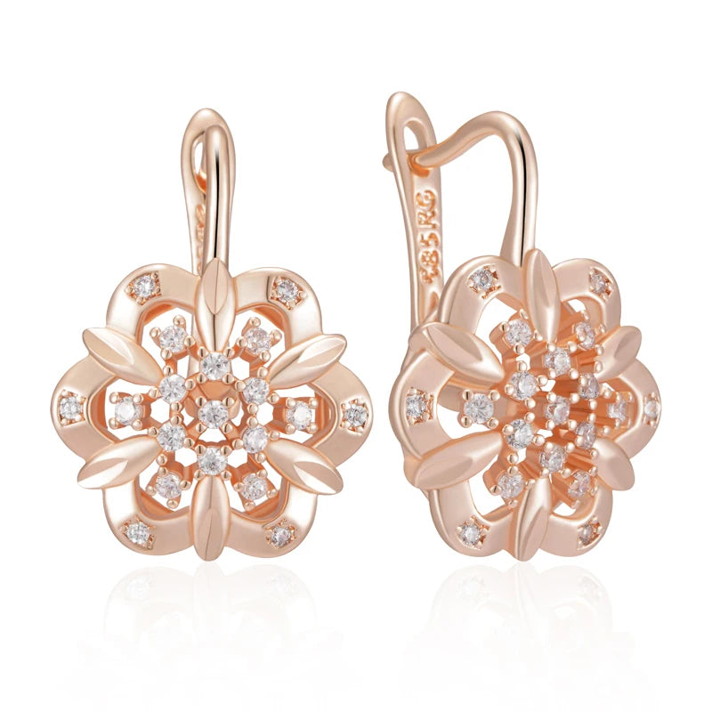 Crystal Flower Ethnic Bride Drop Earrings