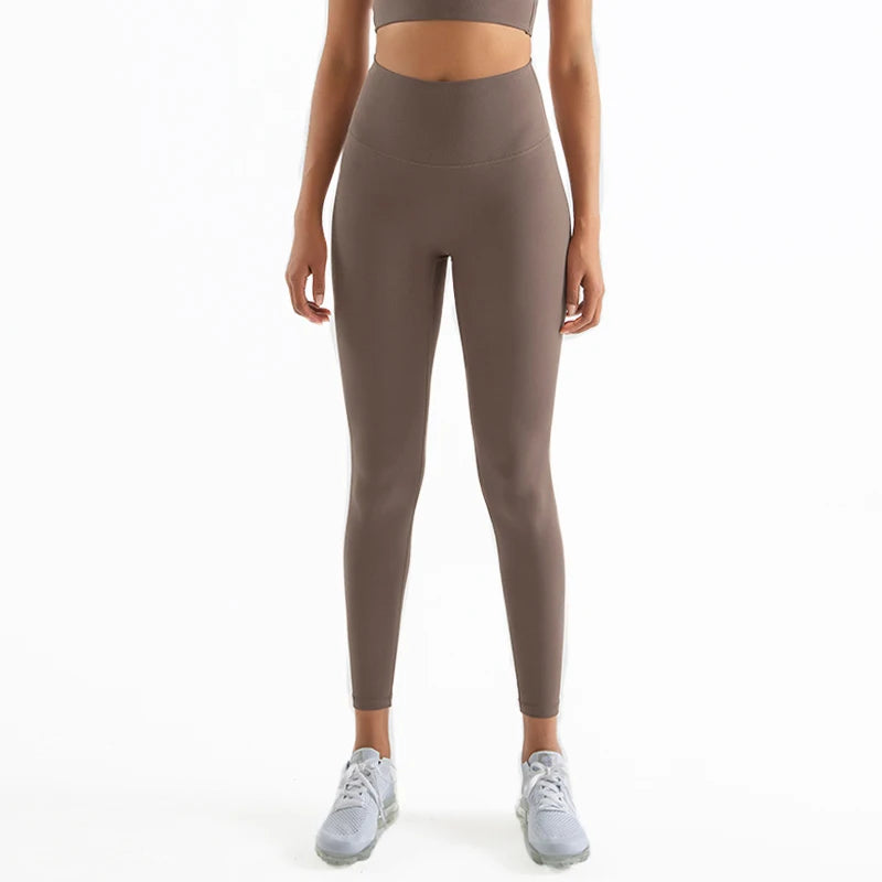 High Waist Nylon Yoga Leggings - Breathable Fitness Tights