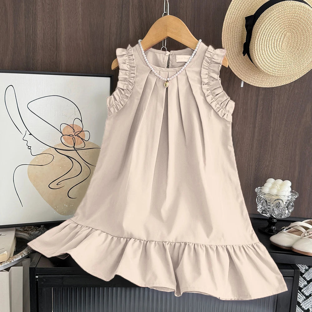 Girl's Clothes Summer Red Sleeveless Casual Dress