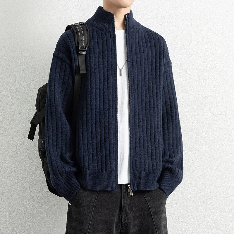 Men's V-Neck Knit Cardigan - Slim Fit Casual Sweater