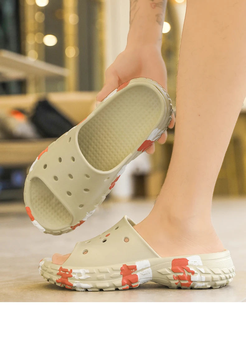 Men's Summer Slippers Slides Non-slip Casual Beach Sandals Platform Comfortable Clogs