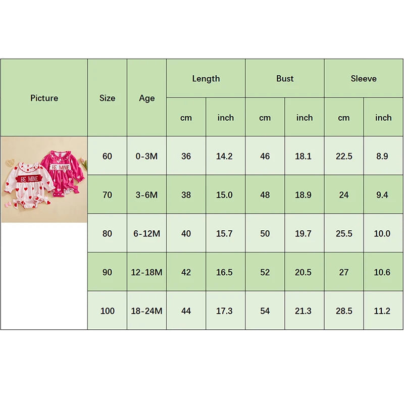 Baby Girls Valentine's Day Romper - Heart Print with Letter Embroidery & Bow (0-24M)