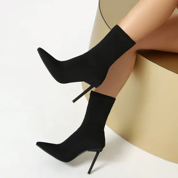 Suede Elastic Ankle Boots