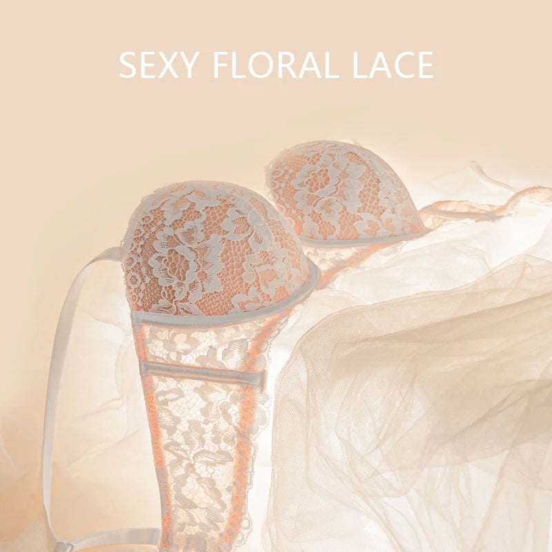 Women's Lace Push Up Bra - Floral Underwire Half Cup Brassiere