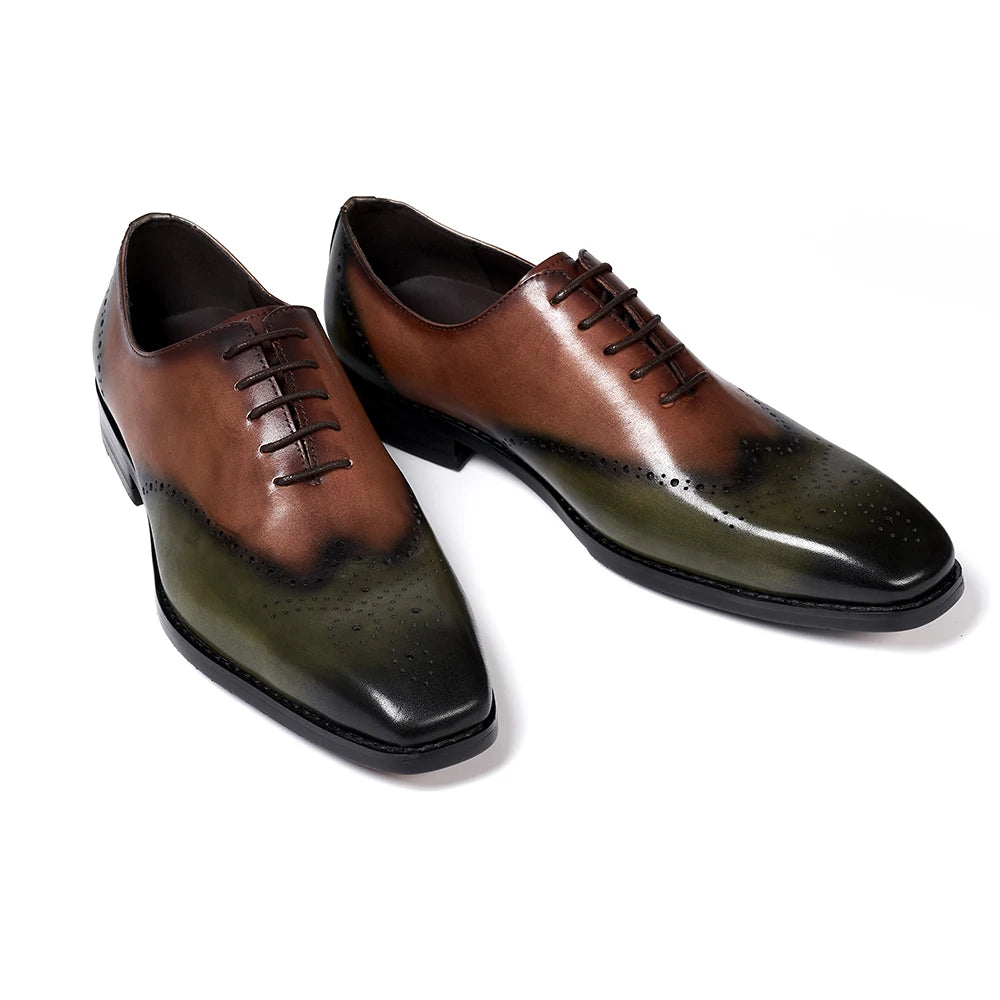 Brogue Handmade Men's Oxford Genuine Leather Lace Up Formal Shoes