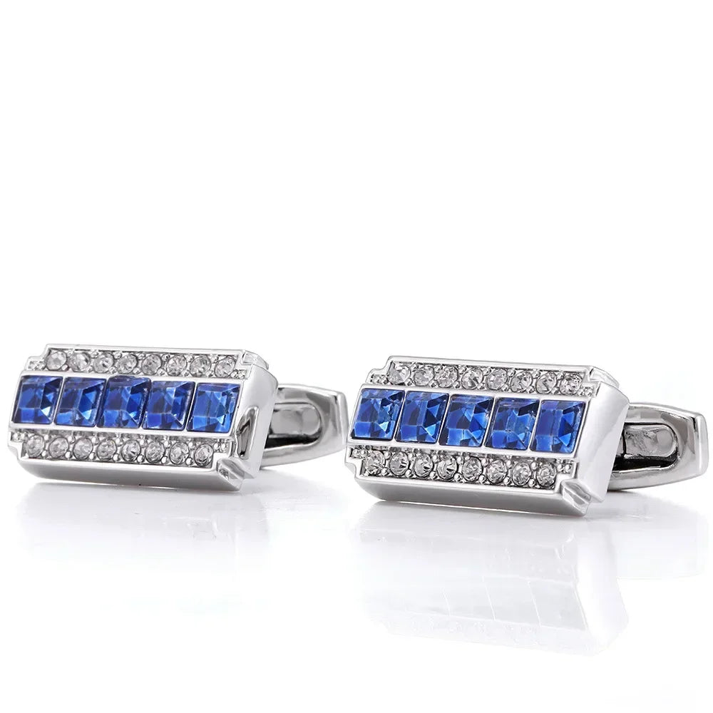 Rhinestone Crystal Cufflinks - Men's Elegant Wedding Formal Accessories