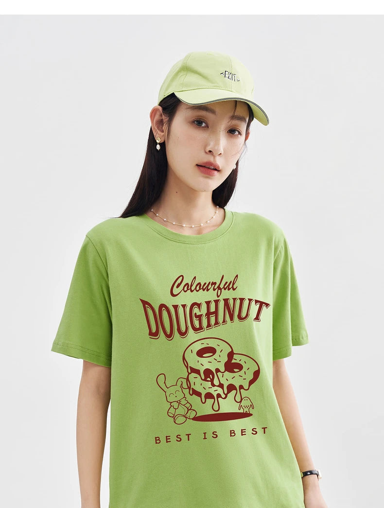 Women's Cartoon Rabbit Pure Cotton Short Sleeve Loose Versatile T-Shirt