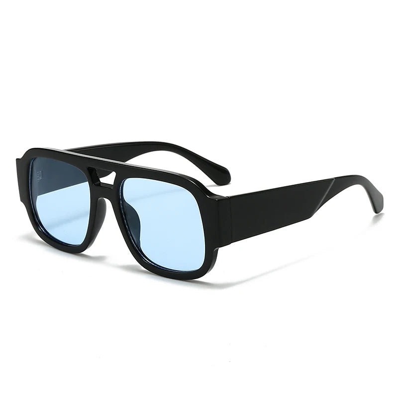 Unisex 1/4 Set Retro Large Frame Double Bridges Square Sunglasses