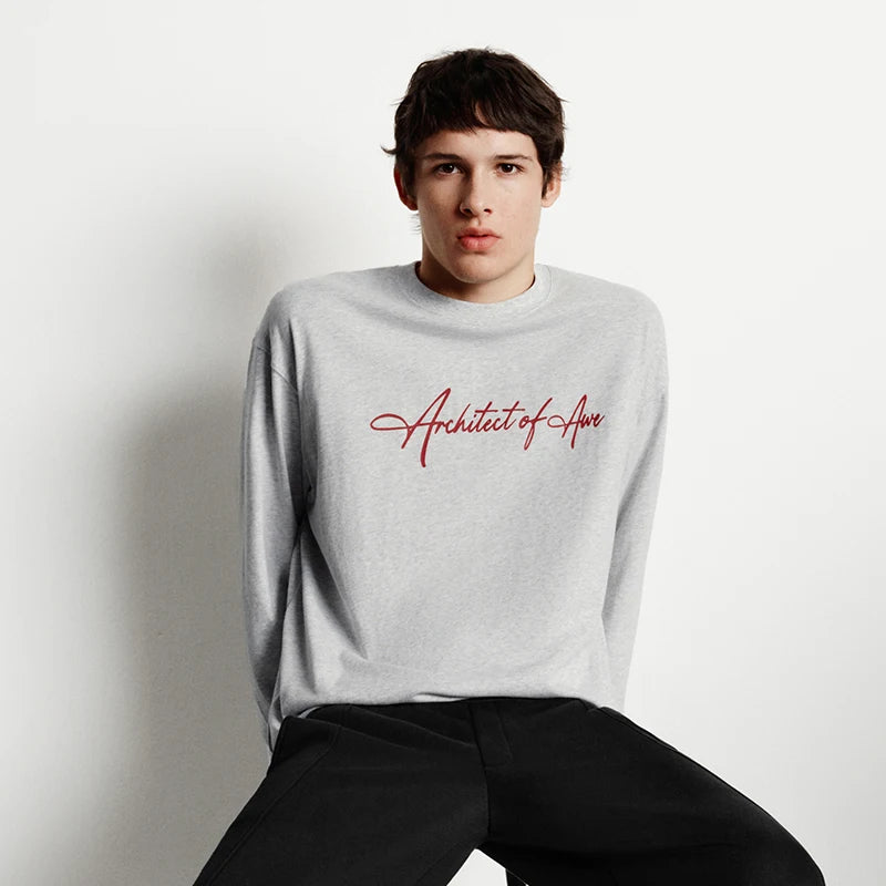 Long Sleeve T-Shirt Unisex Couple Style Basic Versatile Top Everyday Commuting Autumn