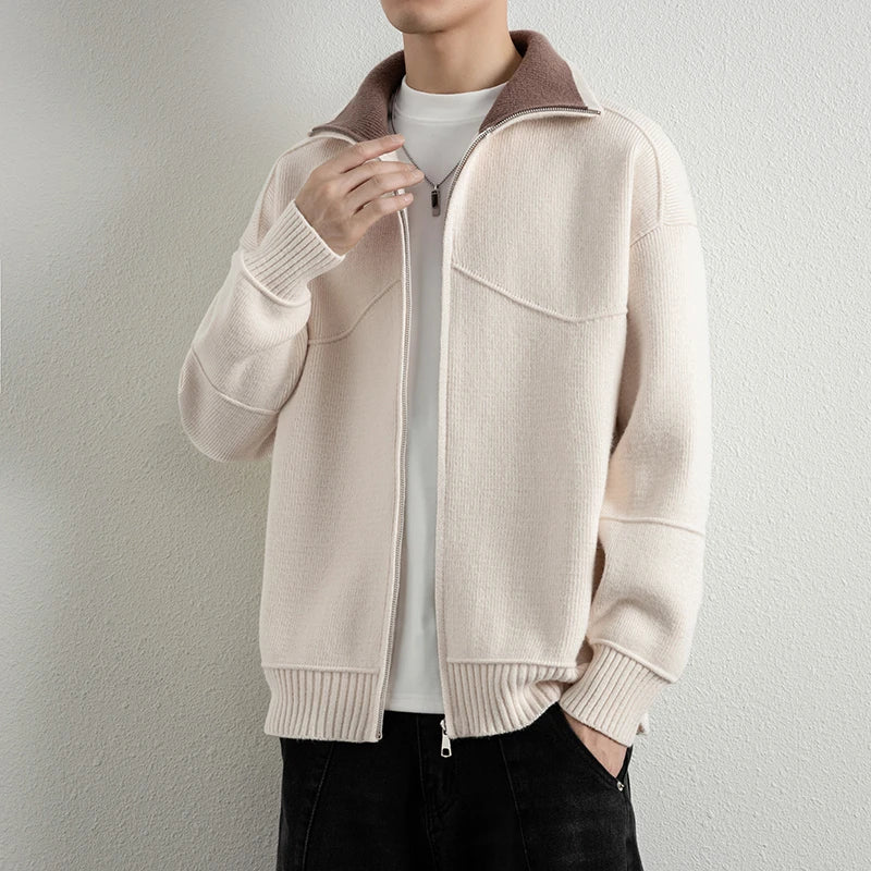 Men's Zip-Up Cardigan Sweater Jacket