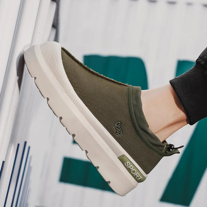 Men's Platform Vulcanized Slip-On Sneakers - Comfortable Running Tennis Shoes
