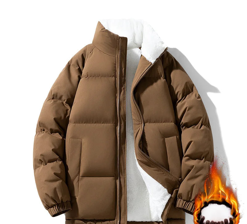 Men's Slim Fit Thickened Padded Jacket | Fur-Lined | Stand Collar | Bungee Hem | 8 Colours | S–XXXL