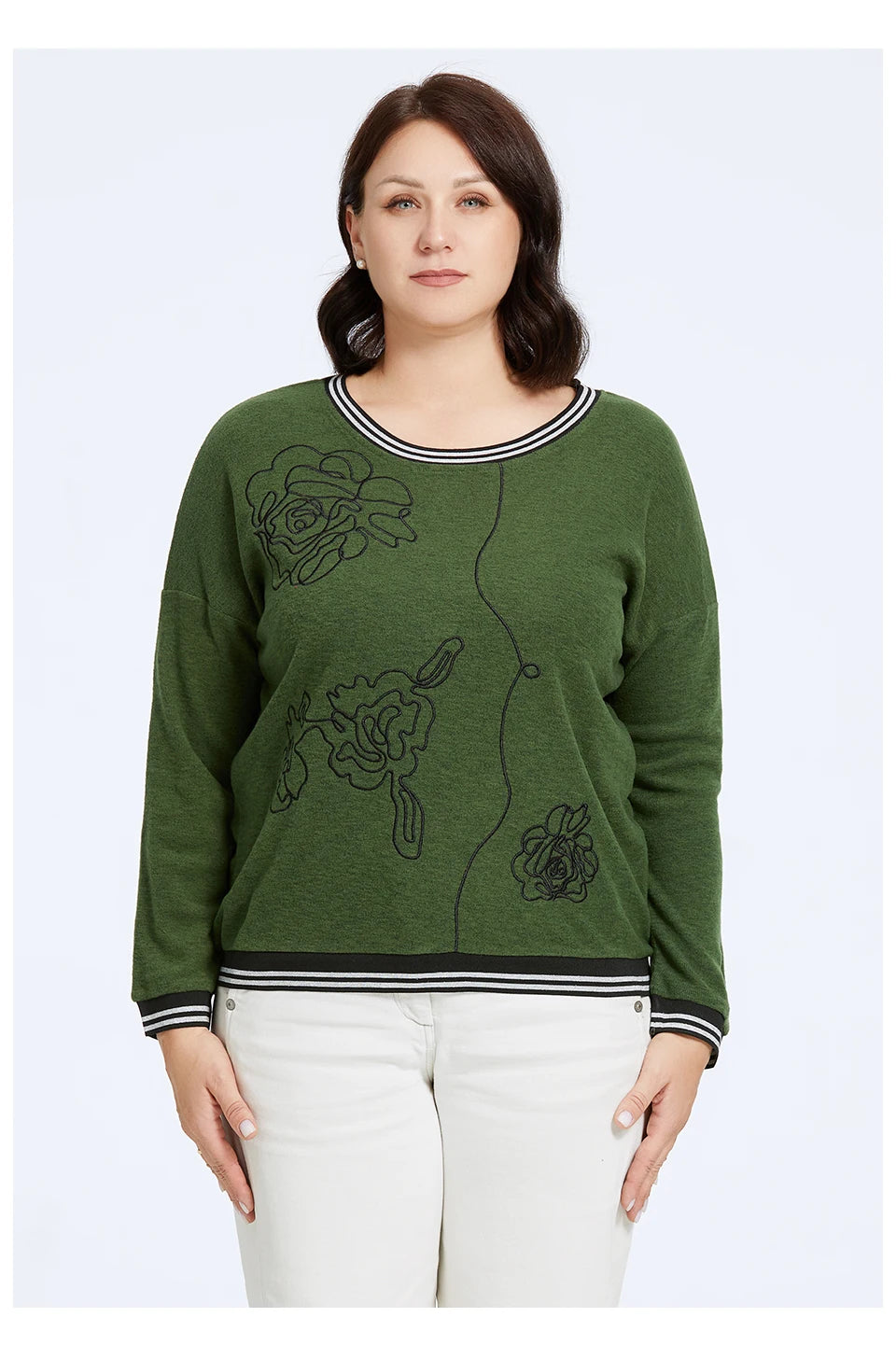 Women's Oversized Flower Embroidery Knitted Jumper
