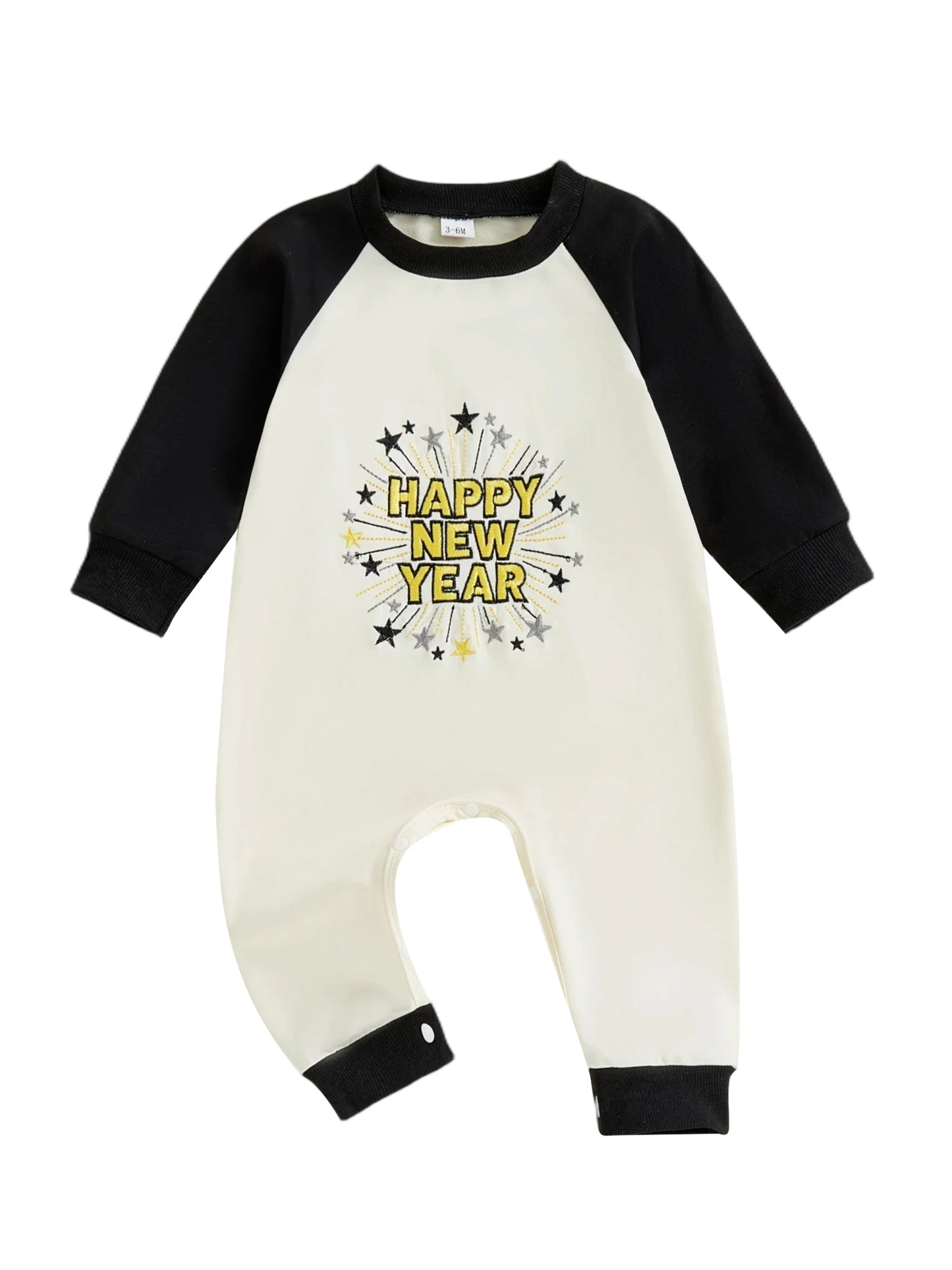 Newborn Baby Boys New Year Romper - Letter Embroidery Footless Pajamas