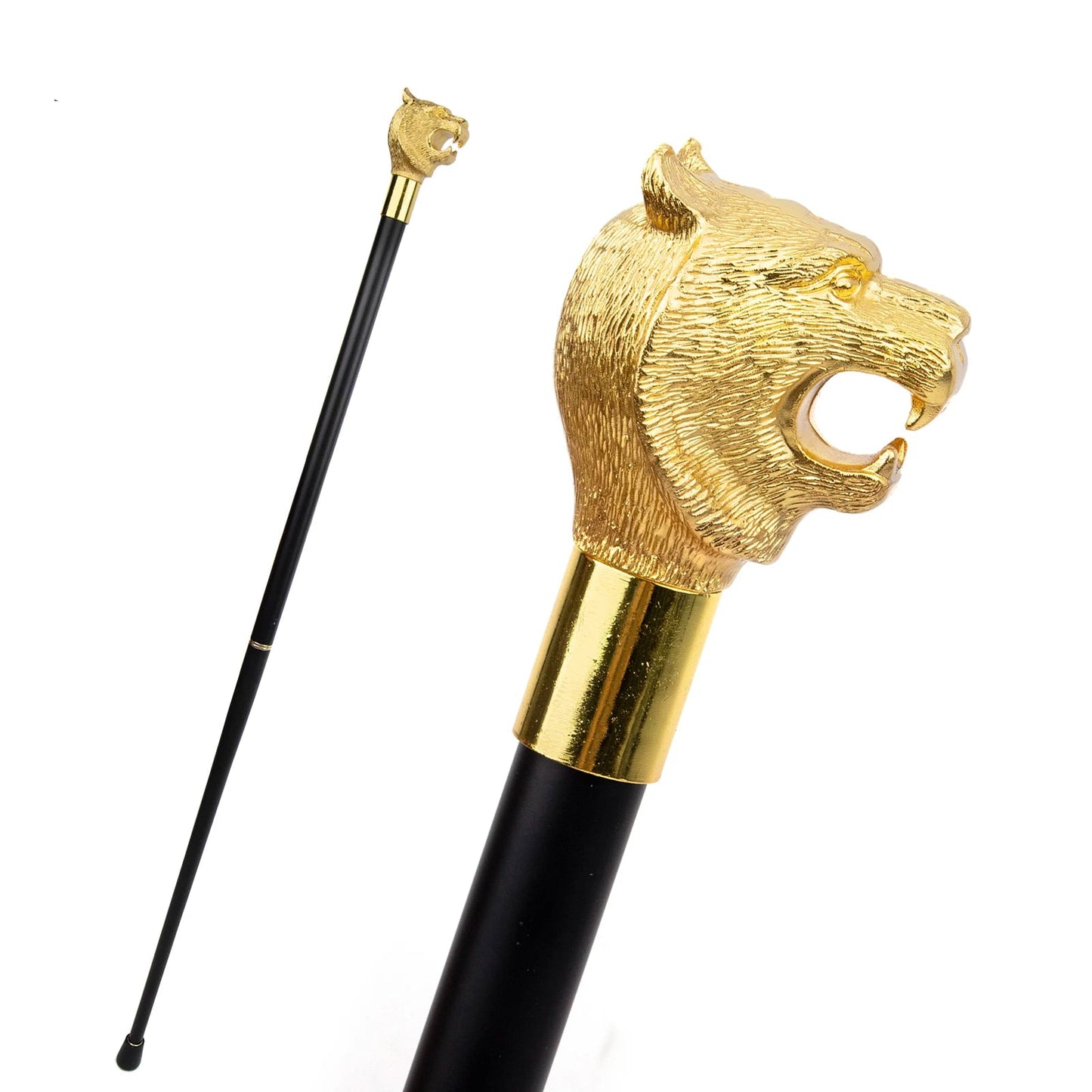 Gold Luxury Tiger Head Handle Fashion Walking Stick for Party Decorative Walking Cane Elegant Crosier Knob Walking Stick 93cm