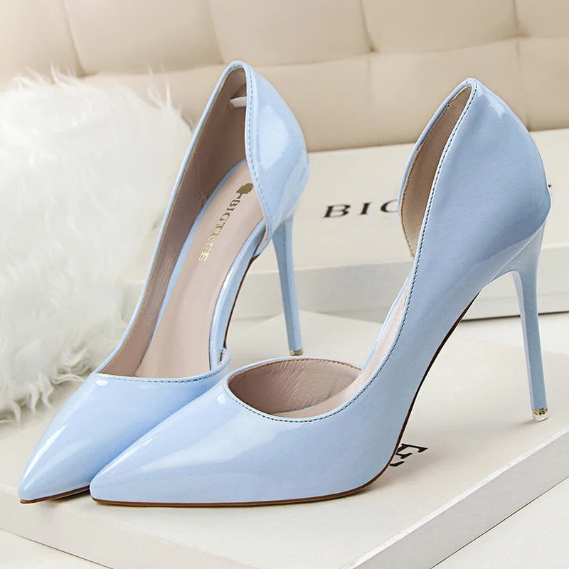 Patent Leather Stiletto Pumps - Professional Office Heels Available in 12 Colors