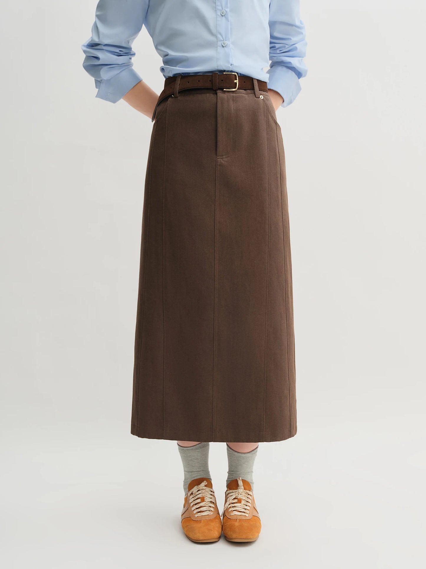 Women's Autumn Long Sleeve Shirt & A-Line Skirt Outfit