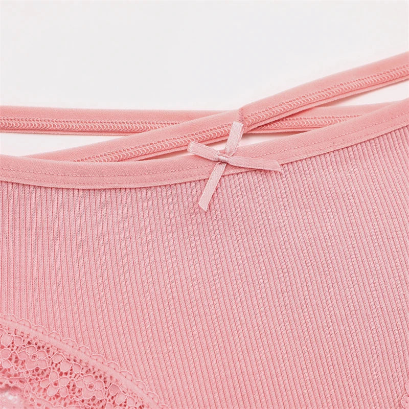 Women's Cotton Panties - 2 Pack Lace Brazilian Briefs Low-Waist