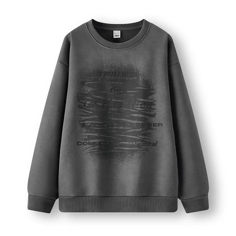 Men's Loose Fit Hoodie - Vintage Graffiti Print Long Sleeve Sweatshirt