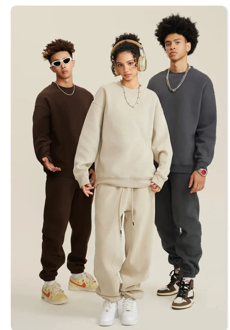 Unisex Round Neck Oversized Sweatshirt and Joggers Set