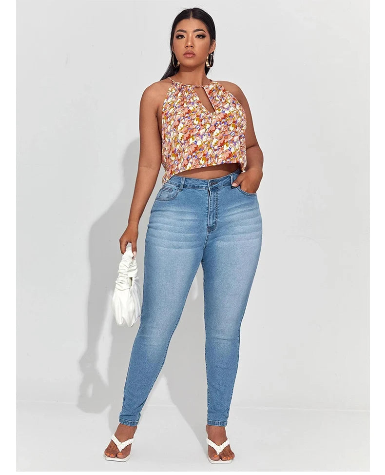 Women's Plus Size High Waist Stretch Denim Jeans