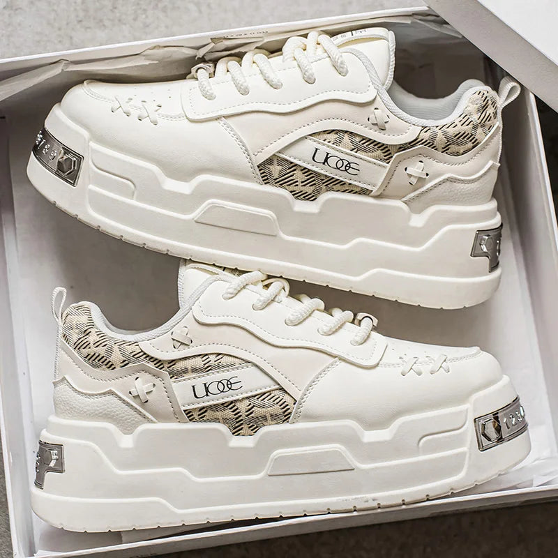 Men's Platform Sneakers - Metal Detail Vulcanized Sports Shoes