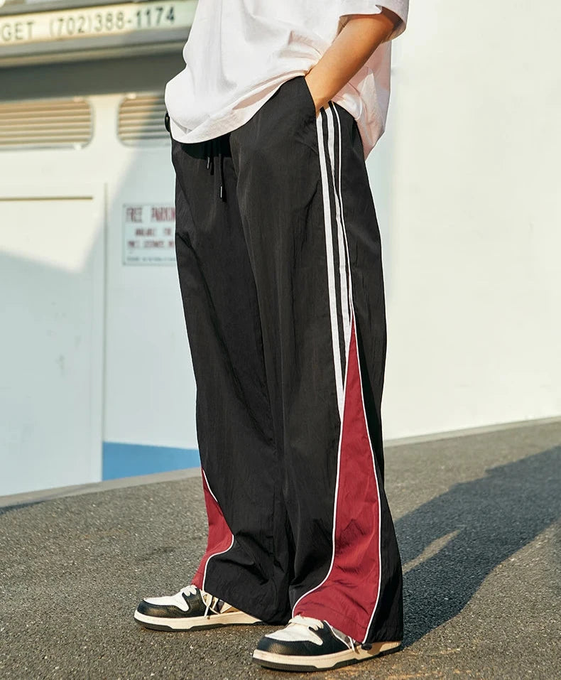 Men's Colour block Wide Leg Tracksuit Pants Trousers