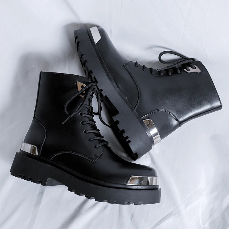 Men's Platform Casual Business Genuine Leather Ankle Boots