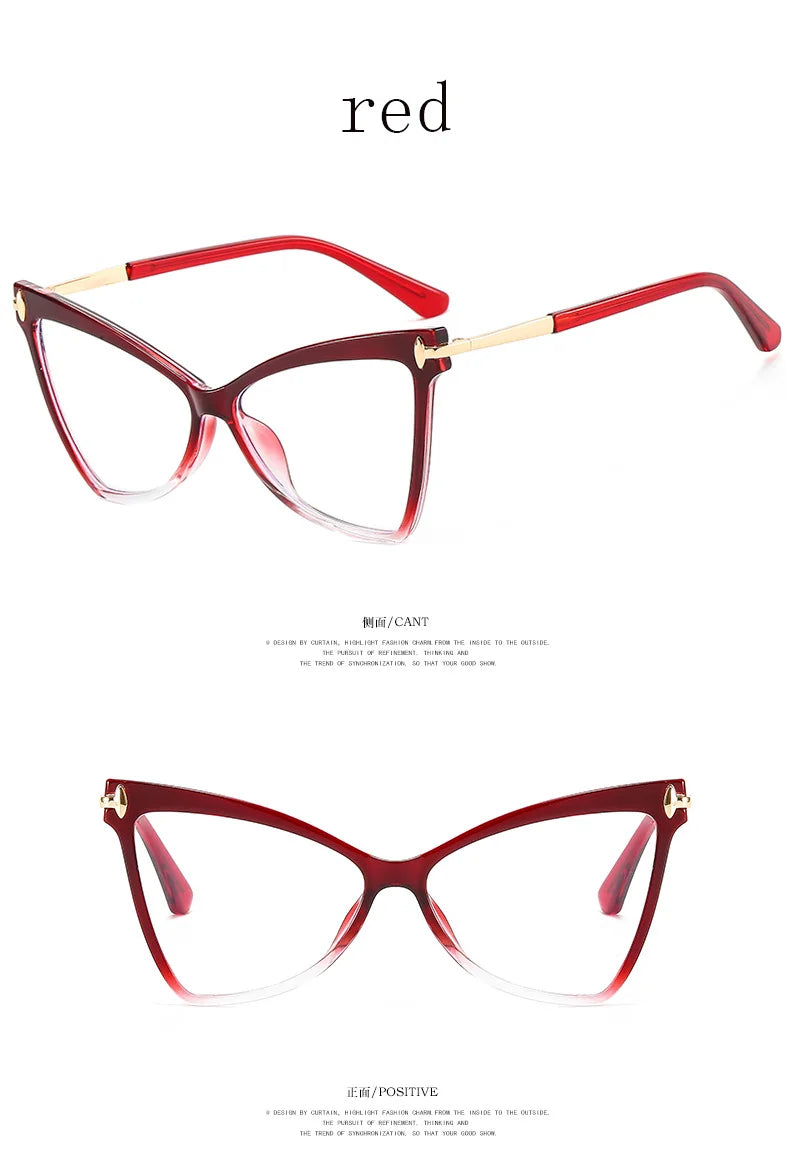 Women's Cat Eye Blue Light Blocking Glasses - Butterfly Large Frame Eyewear