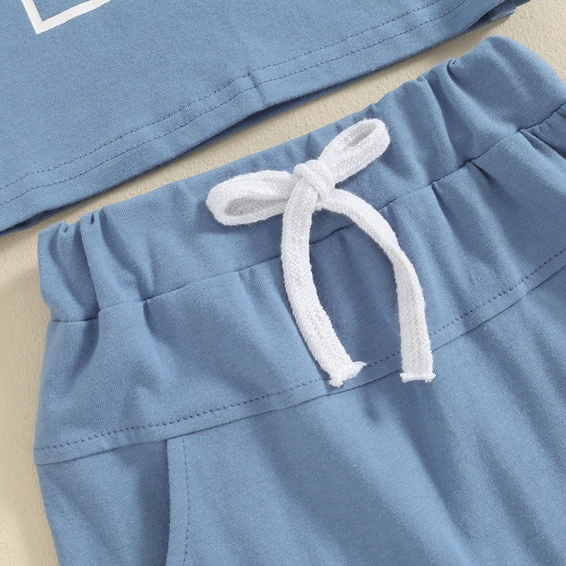 Summer Baby Boys Casual Letter Print Outfit Set - 2-Piece T-Shirt & Shorts (0-3Y)