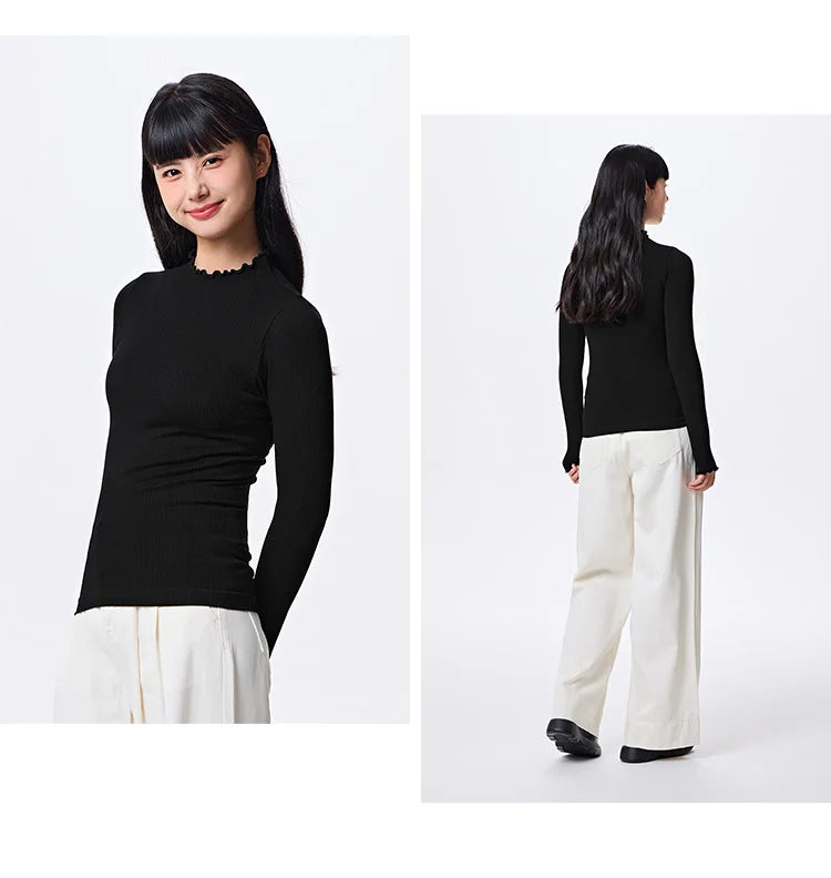Women's Seamless Thermal Base Top - Half Turtleneck Slim Fit Undershirt
