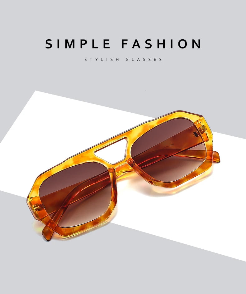 Women's 2pcs Set Fashion  Retro Square UV Resistant  Sunglasses