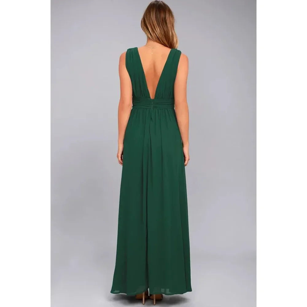 Women Backless Mesh Long  maxi Summer Dress