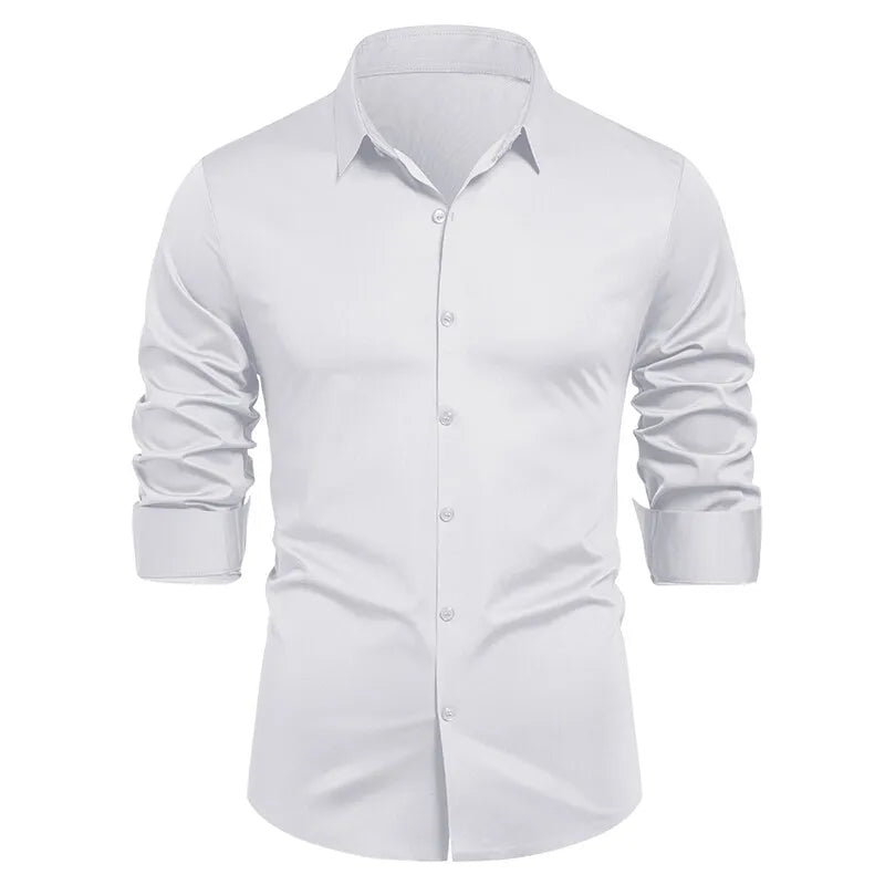 Square Collar Long Sleeve Shirt - Smart Casual Dress Shirt