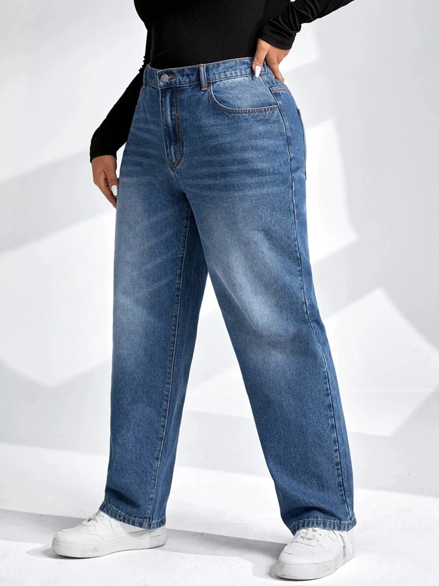 Women's Plus Size Tapered Full Length Harem High Denim Jeans